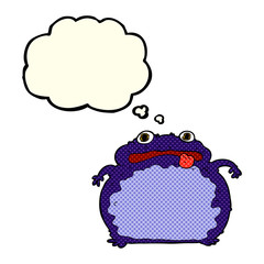 cartoon funny frog with thought bubble