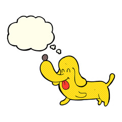 Fototapeta na wymiar cartoon happy dog with thought bubble