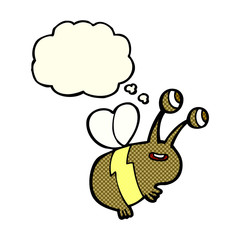 cartoon happy bee with thought bubble