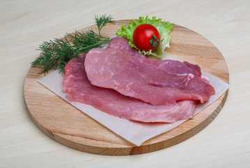 Raw pork schnitzel