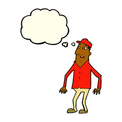 cartoon shocked man with thought bubble