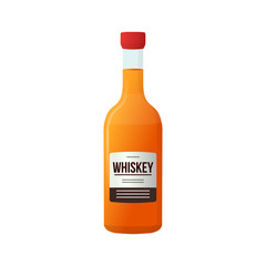 colored flat style full whiskey bottle illustration.