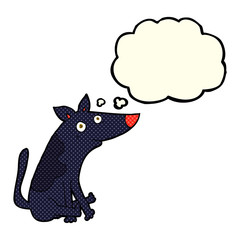 cartoon dog with thought bubble