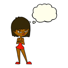 cartoon angry woman with thought bubble