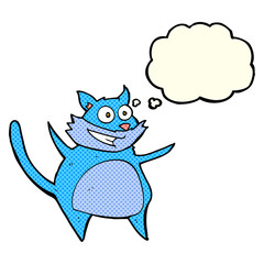 funny cartoon cat with thought bubble