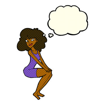 recommend clip art: cartoon sitting woman in dress with thought bubble