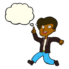 cartoon man with great idea with thought bubble