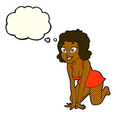 cartoon funny sexy woman with thought bubble
