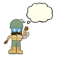 cartoon man smoking pot with thought bubble