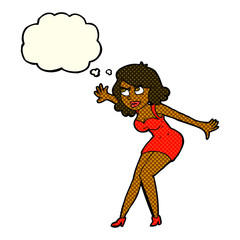 cartoon female spy with thought bubble