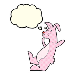 cartoon pink bunny with thought bubble