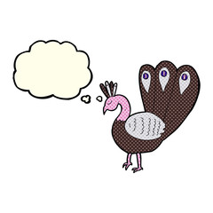 cartoon peacock with thought bubble