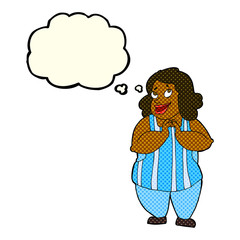 cartoon happy cook with thought bubble