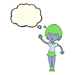 cartoon vampire girl with thought bubble