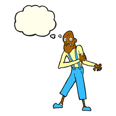 cartoon old man having heart attack with thought bubble