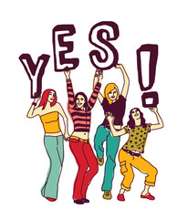 Young woman and sign isolate on white