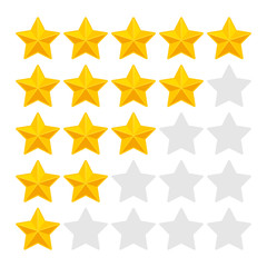 Five Rating Stars on White Background. Vector