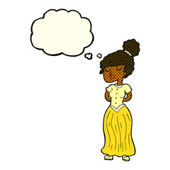 cartoon pretty victorian woman with thought bubble