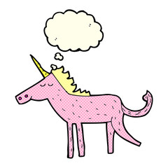 cartoon unicorn with thought bubble