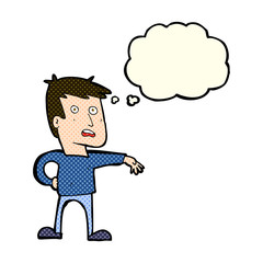 Fototapeta premium cartoon man making camp gesture with thought bubble