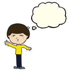 cartoon mean man with thought bubble
