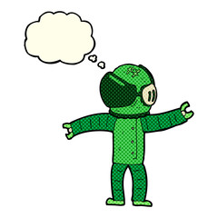 cartoon astronaut with thought bubble
