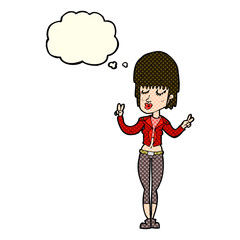 cartoon cool girl with thought bubble