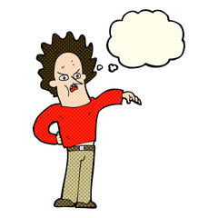 cartoon nasty boy with thought bubble