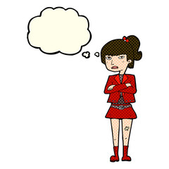 cartoon cool girl with thought bubble