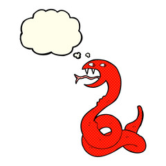cartoon hissing snake with thought bubble