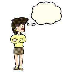 cartoon annoyed woman with thought bubble