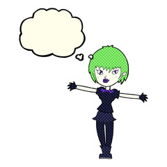 cartoon vampire girl with thought bubble