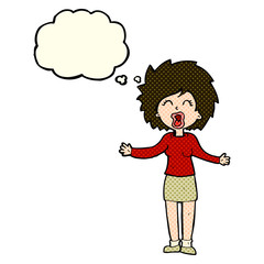 cartoon loud woman with thought bubble