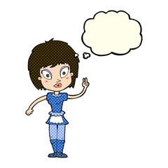 cartoon maid with thought bubble
