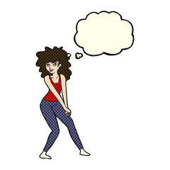 Obraz na płótnie Canvas cartoon woman posing with thought bubble