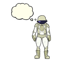cartoon astronaut with thought bubble