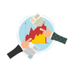 Bright blue background with a document, contract and the hand of