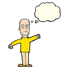 cartoon angry old man with thought bubble