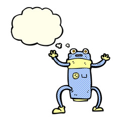 cartoon robot with thought bubble