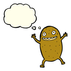 cartoon happy potato with thought bubble