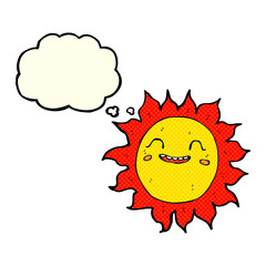 cartoon happy sun with thought bubble