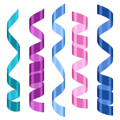 Celebration carnival set of colored abstract streamers