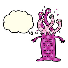 cartoon monster with thought bubble