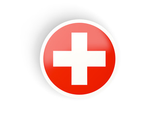 Round sticker with flag of switzerland