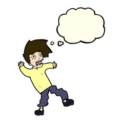 cartoon terrified man with thought bubble