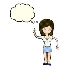 cartoon woman with idea with thought bubble