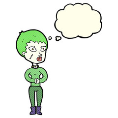 cartoon zombie girl with thought bubble