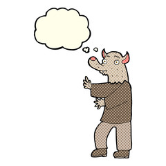 cartoon werewolf with thought bubble