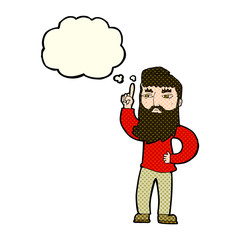 cartoon man with idea with thought bubble