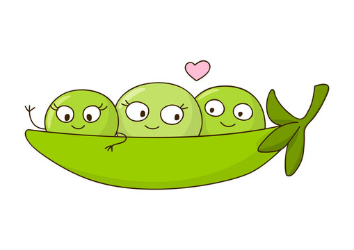 Cute peas isolated on white Stock Vector | Adobe Stock